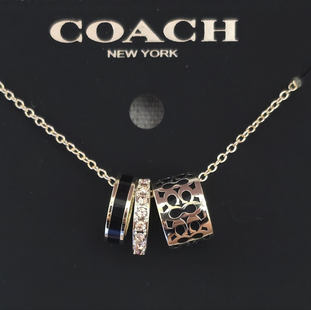 Coach 3-Ring Enamel Statement Necklace - Picture 1 of 5